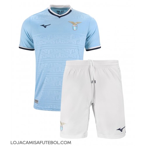 Camisa de Futebol Lazio Equipamento Principal Infantil 2024-25 Manga Curta (+ Calças curtas)